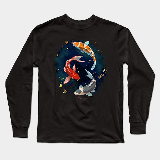 Japanese Koi Fish I Koi Carp Pond Japan Long Sleeve T-Shirt by Linco